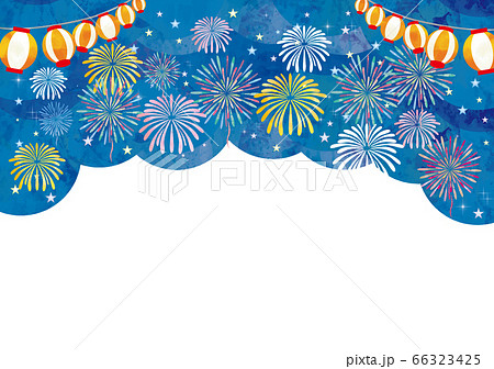 花火大会の水彩風フレーム 花火大会の水彩風フレーム 66323425