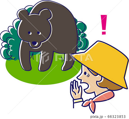 熊と遭遇した女性 66323853