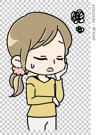 目を閉じて悩む女性1 目を閉じて悩む女性1 66323924