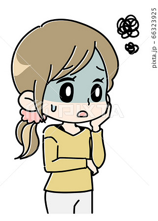 頬杖ついて悩む女性3 頬杖ついて悩む女性3 66323925