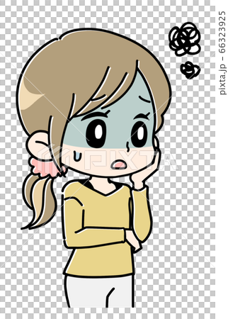 Woman worried about cheeks 3 66323925