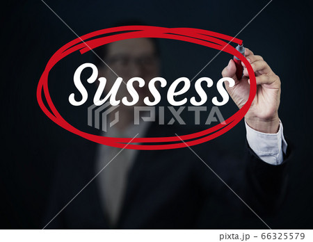 Businessman hand writing "Success" with red marker 66325579