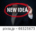 Businessman hand writing "NEW IDEA" with red 66325673