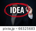 Businessman hand writing "IDEA" with red marker on 66325683