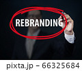 Businessman hand writing "REBRANDING" with red 66325684