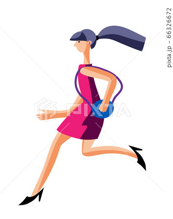 Woman in casual clothes rushing isolated on white 66326672