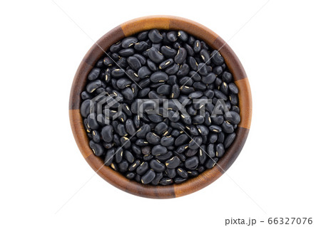 Top view of black beans in bowl isolated on white background 66327076