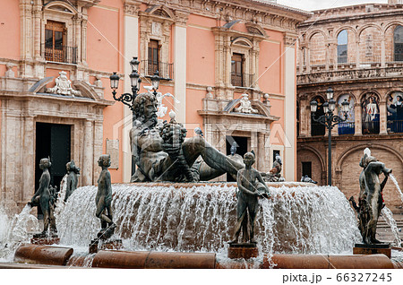 Fuente del Turia fountain at Valencia Cathedral square. Spain Fuente del Turia fountain at Valencia Cathedral square. Spain 66327245
