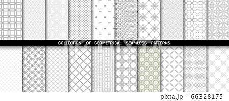 Set of geometric seamless gray and white patterns. Set of geometric seamless gray and white patterns. 66328175