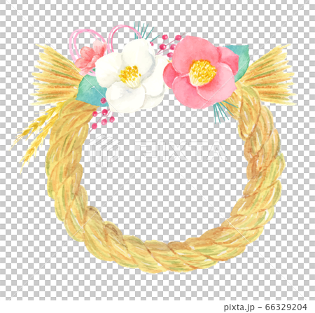 新年裝飾Shimenawa租賃水彩插圖 新年裝飾Shimenawa租賃水彩插圖 66329204