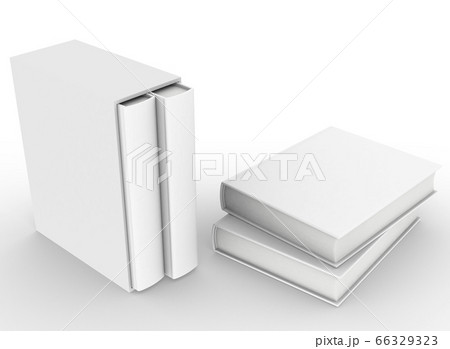template empty book mockup set white background , 3d rendering 66329323