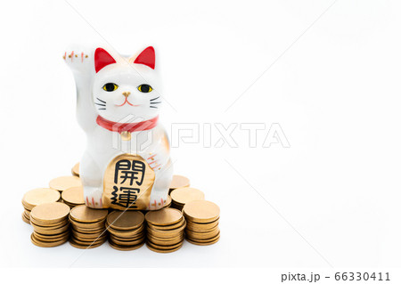 招き猫 金貨 白背景 招き猫 金貨 白背景 66330411