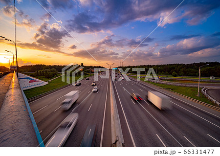 Colourful sunset at a Highway Colourful sunset at a Highway 66331477