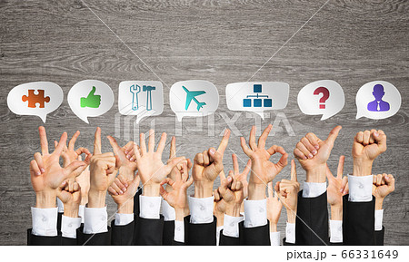 Set of hand gestures and icons Set of hand gestures and icons 66331649