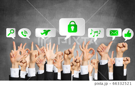Set of hand gestures and icons 66332521