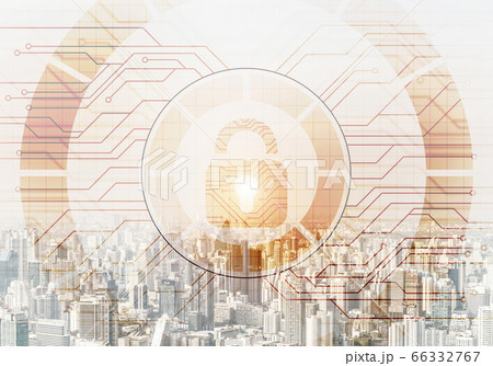 Virtual locking mechanism on background downtown 66332767