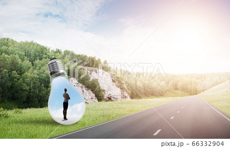 Businesswoman inside light bulb 66332904