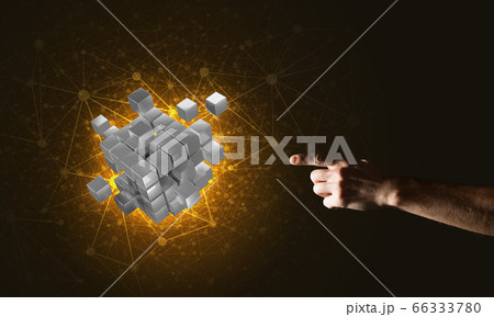 Idea of new technologies and integration presented by cube figure Idea of new technologies and integration presented by cube figure 66333780
