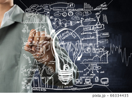Woman sketching business ideas Woman sketching business ideas 66334435