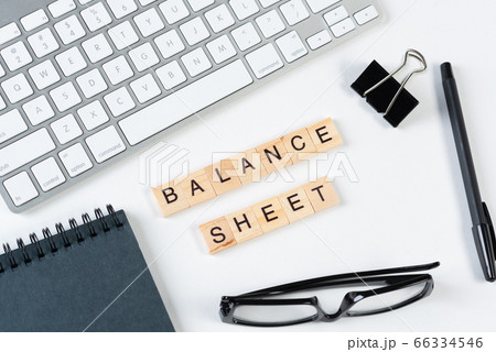 Balance sheet concept with letters on cubes 66334546