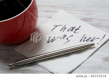 Message written on napkin 66335018