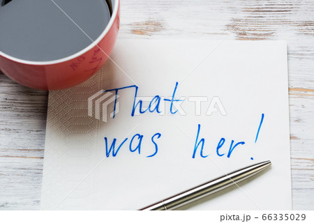 Romantic message written on napkin Romantic message written on napkin 66335029