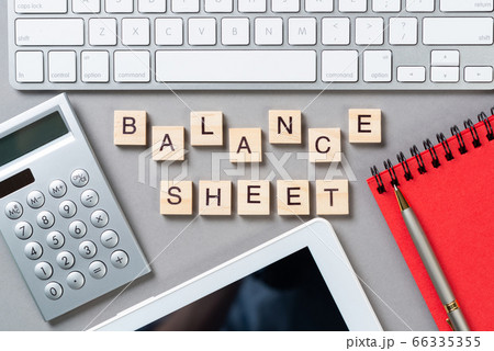 Balance sheet concept with letters on cubes Balance sheet concept with letters on cubes 66335355