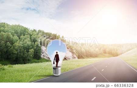 Businesswoman inside light bulb 66336328