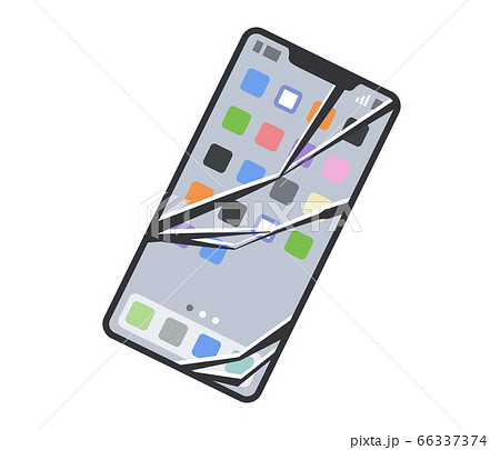 破損したスマホ スマートフォン のイラストのイラスト素材