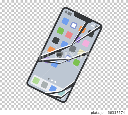 破損したスマホ スマートフォン のイラストのイラスト素材