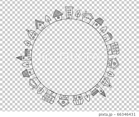 手繪城市景觀插圖/房屋/背景一套 66346431