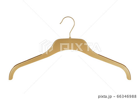 Gold colored clothes hanger isolated on a white 66346988