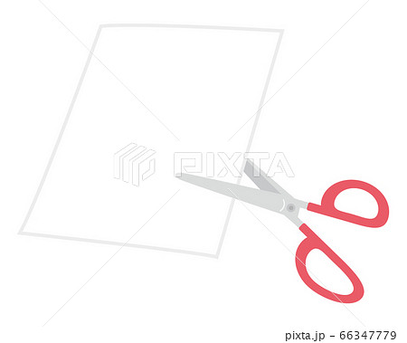 ハサミで用紙を切るイラストのイラスト素材