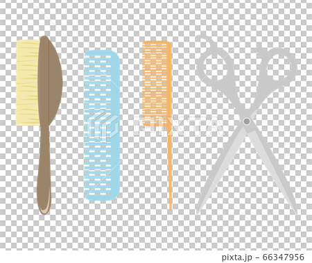 美容院のハサミと櫛のイラスト 66347956