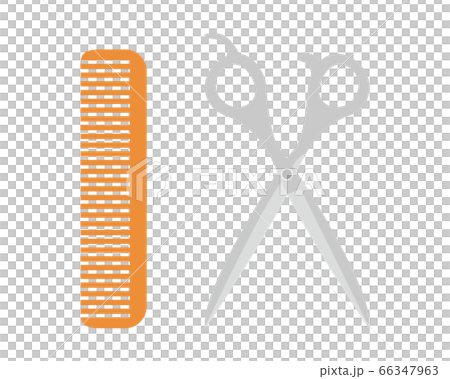 美容院のハサミと櫛のイラスト 66347963