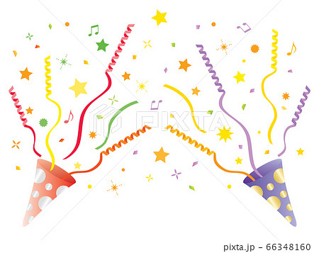 赤と紫のパーティークラッカーのイラスト素材