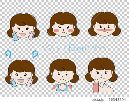 かわいい日焼けどめセットのイラスト素材