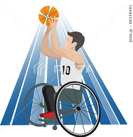 シュートを構える車椅子のバスケットボール選手 男性 アスリートのイラスト素材