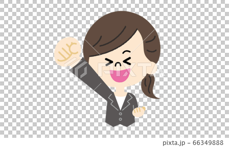 嬉しさで拳を突き上げる女性 ガッツポーズイラスト 嬉しさで拳を突き上げる女性 ガッツポーズイラスト 66349888