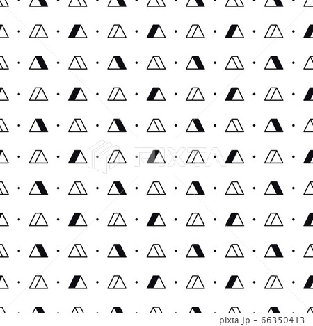 Triangles with dots on white background. Seamless repeating pattern. Geometric abstract texture. Minimal memphis design. Vector illustration. 66350413
