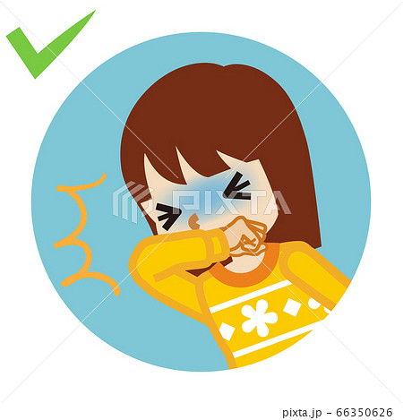 Cough etiquette Girl with mouth closed circular... - Stock Illustration  [66350626] - PIXTA