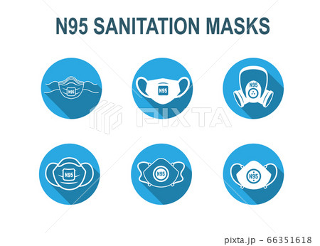 N95 facemask ppe face mask icon set - respiratory 66351618