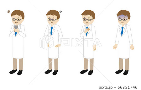 男性医師の立ち姿4ポーズのイラストセットのイラスト素材