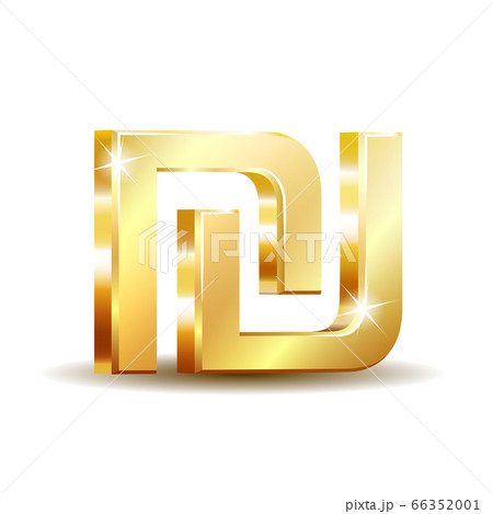 Israeli shekel currency golden shiny symbol, vector illustration 66352001