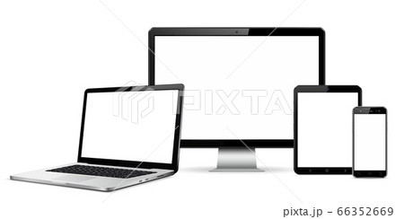 Desktop computer, laptop, tablet, and smart phone mock up 66352669