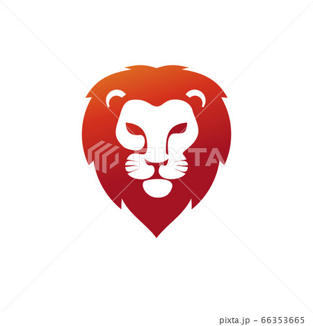 Lion head with red color logo vector graphic illustration	 66353665