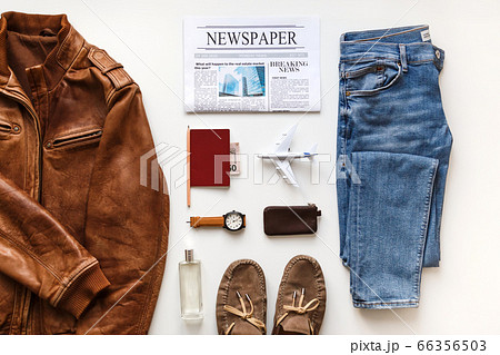 Casual male flat lay hipster fashion clothes and accessories set isolated on white. Top view knolling Casual male flat lay hipster fashion clothes and accessories set isolated on white. Top view knolling 66356503