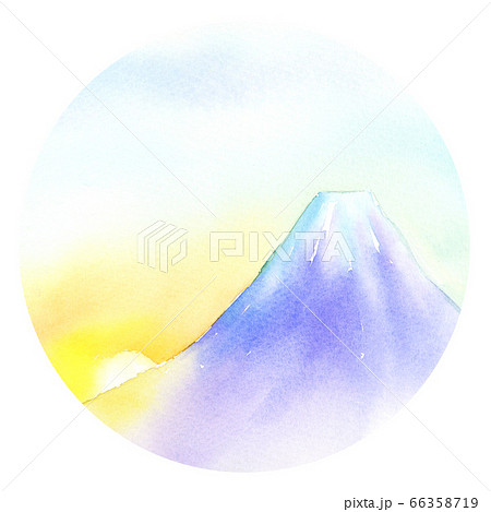 富士山日の出の水彩イラスト 富士山日の出の水彩イラスト 66358719
