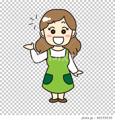 こちらですと案内する主婦のイラスト素材 こちらですと案内する主婦のイラスト素材