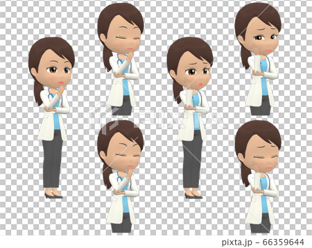 悩むa 黒人 女性 医者 ポニーテール 斜めのイラスト素材